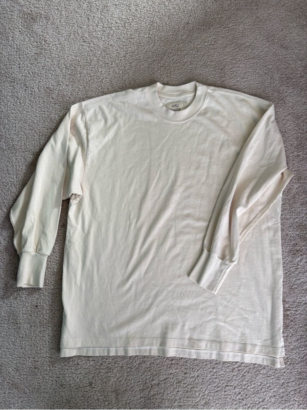 ARQ Men's Long Sleeve Crewneck Shirt in Cream
